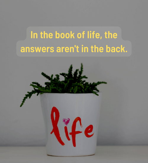 In the book of life, the answers aren't in the back.