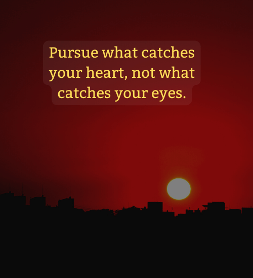 Pursue what catches your heart, not what catches your eyes.
