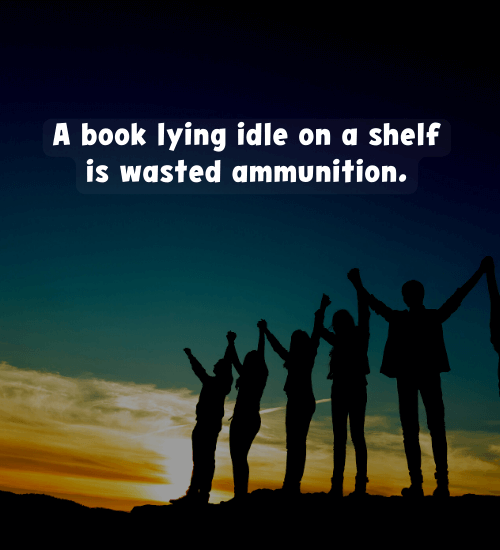 A book lying idle on a shelf is wasted ammunition. - Quotes about power