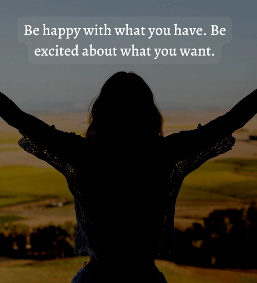 Be happy with what you have. Be excited about what you want.