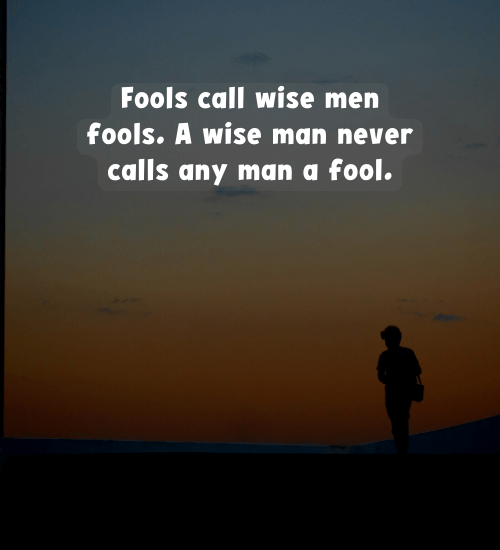 Fools call wise men fools. A wise man never calls any man a fool.
