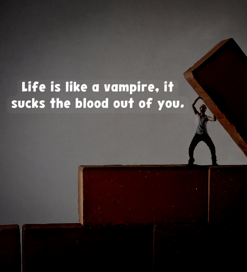 Life is like a vampire, it sucks the blood out of you.