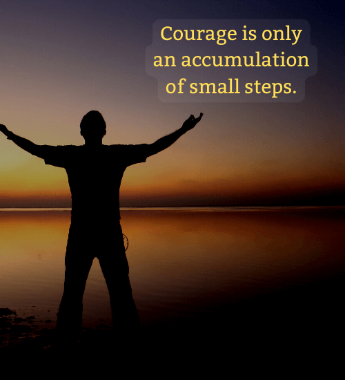 Courage is only an accumulation of small steps. - life sucks quotes