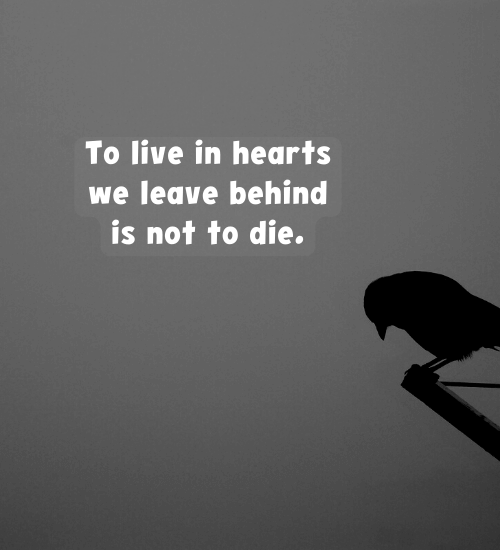 To live in hearts we leave behind is not to die.