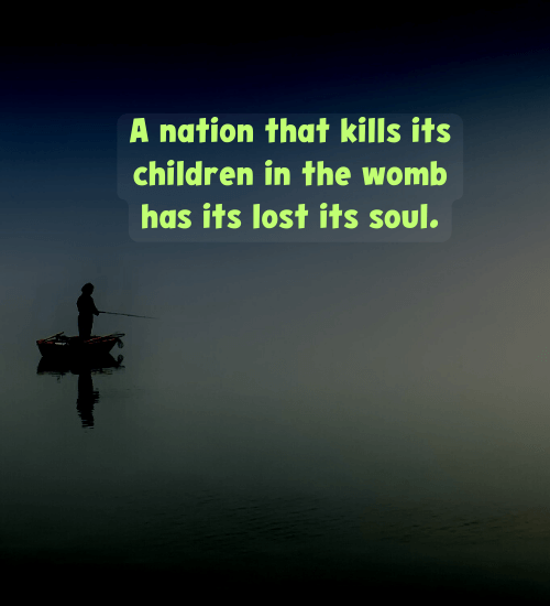 A nation that kills its children in the womb has its lost its soul. - pro life quotes