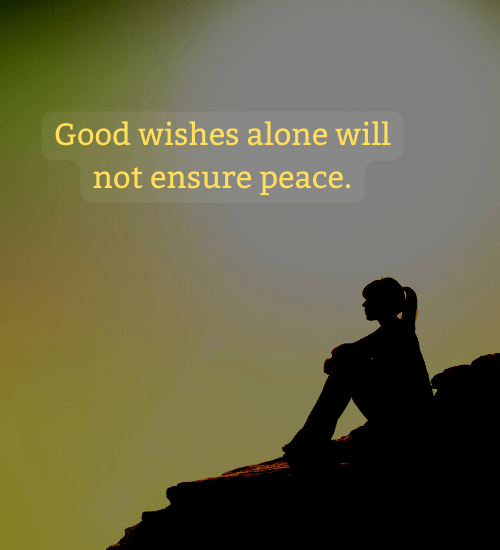 Good wishes alone will not ensure peace.