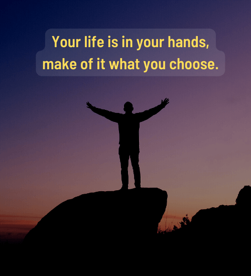 Your life is in your hands, make of it what you choose.