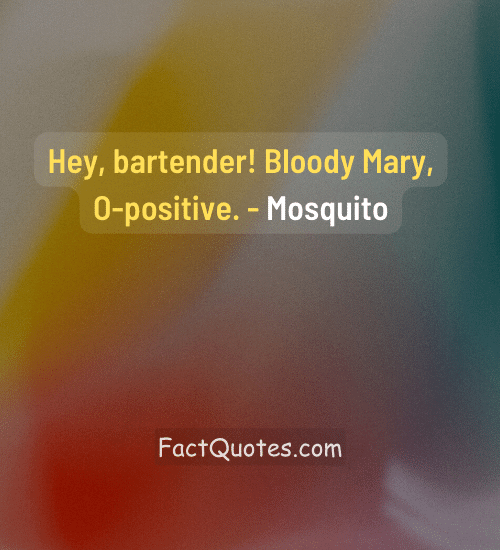 Hey, bartender! Bloody Mary, O-positive. - Mosquito - quotes from bugs life