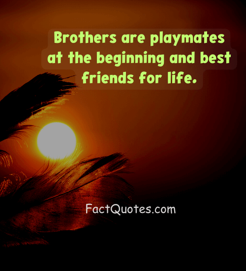 Brothers are playmates at the beginning and best friends for life. - heart touching emotional brother and sister quotes
