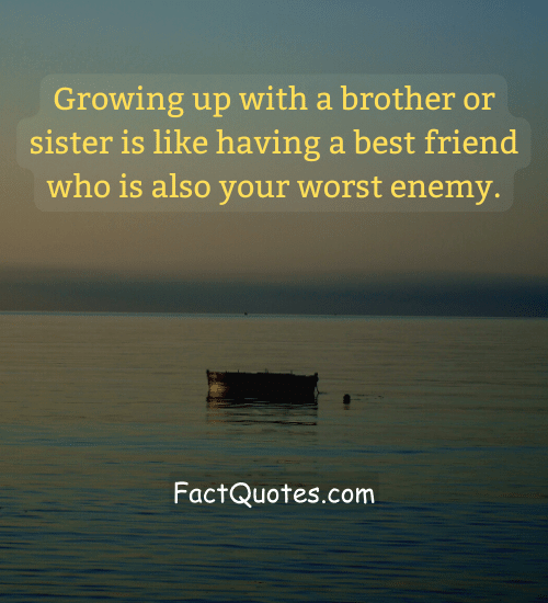 Growing up with a brother or sister is like having a best friend who is also your worst enemy.